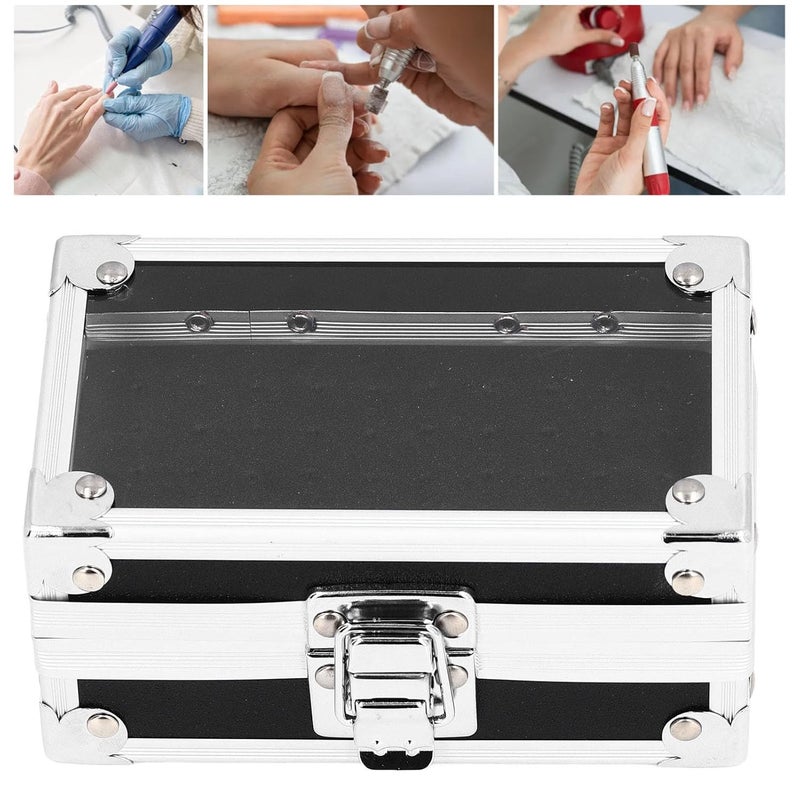 Pomya Nail Drill Bit Holder Storage Box, Multi Hole Nail Drill Bits Stand Displayer with Transparent Cover, Nail Bits Organizers Container (Black) - Image 4